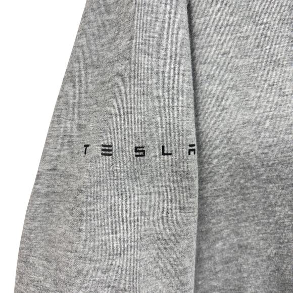 Women's Tesla Gray Full Zip Hoodie Jacket Size L Cotton Blend Athletic Logo - Picture 8 of 9